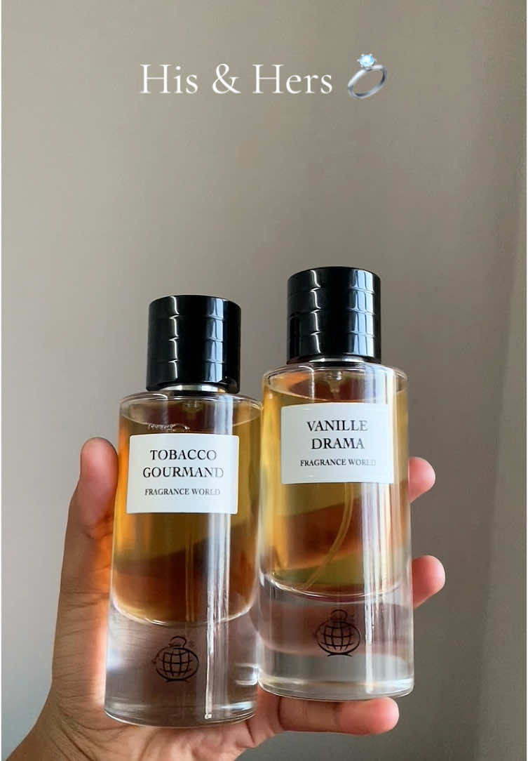 His (Tobacco Gourmand) & Hers (Vanille Drama) for only R800 (including delivery)📦 . #tobaccogourmandperfume #vanilledramaperfume #perfumesforcouples #couple #fyp 