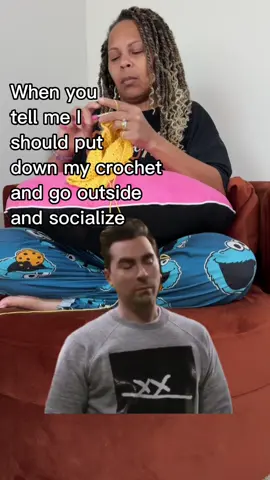 They said I should go outside and socialize…David Rose and I said: “Yeah, I won’t be doing that.” #CrochetTok #DavidRoseMood #EwPeople #IntrovertLife #HookedOnPeace