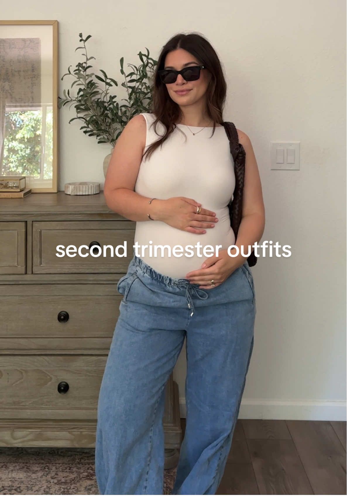 second trimester outfit of the day! working from home today 👩🏻‍💻  bodysuit: @target jeans: @ZARA  shoes:  @stevemadden sunglasses: @ChanelOfficial jewelry: @Cartier @David Yurman @Mejuri  #workingmom #casualoutfits #maternitystyle #pregnancystyle #bumpfriendly #secondtrimester #pregnancytiktok 