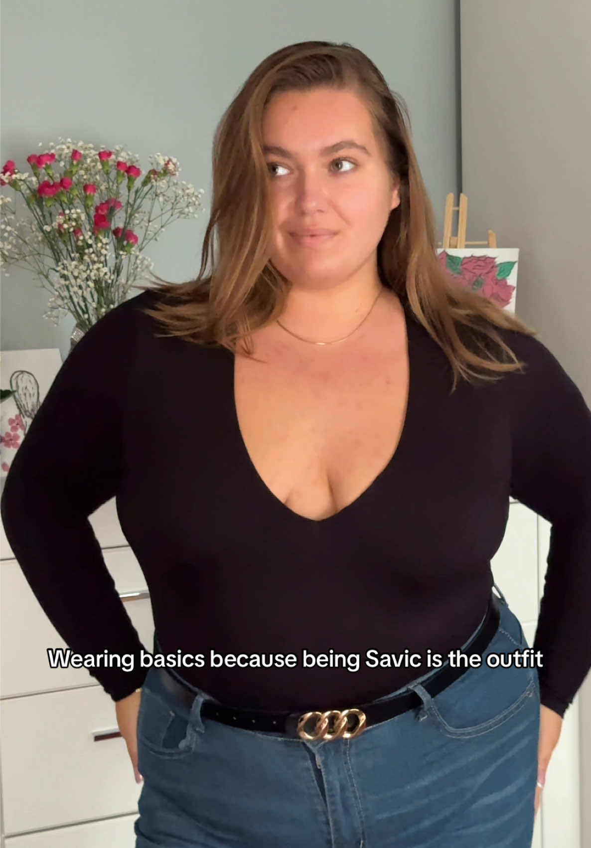 Outfit complete. 🙌🏻✔️✨ #fashiontiktok #slavic #slavicculture #polish #plussizefashion #plussizestyle #basicoutfit #confidence #bodyposetivity 