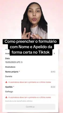 Dica de como preencher o nome e apelido no formulário do Tiktok programa de recompensas do criador  #formulario #programaderecompensas #monetizar #monetizartiktok 