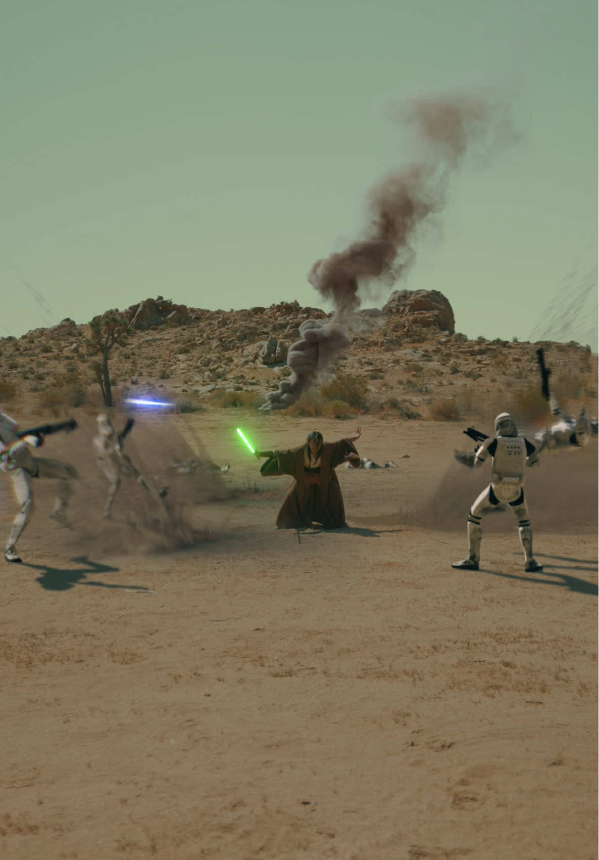 A Jedi falls at the end of the Clone Wars. “Do not go back to the temple. That time has passed, and our future is uncertain.” happy… May the 20th??????? idk happy Star Wars month, here’s a video of me being dramatic in the desert. Shot and edited this one all by myself, enjoy ✨💛💚 🎙️: featuring a clone trooper cameo by @BadjhurVA   🎥: shot on @Sony FX3 with a GM 24-70mm lens 🖥️: edited in @Adobe @adobevideo Premiere Pro and After Effects, and Blender with Mixamo animations #starwars #starwarscosplay #maytheforcebewithyou #jedicosplay #vfx #vfxartist #lightsaber #cinematography #femaledirector #filmmaking @Star Wars @Disney @Disney Studios @ilmvfx #ilmvfx #TikTokScenesContest