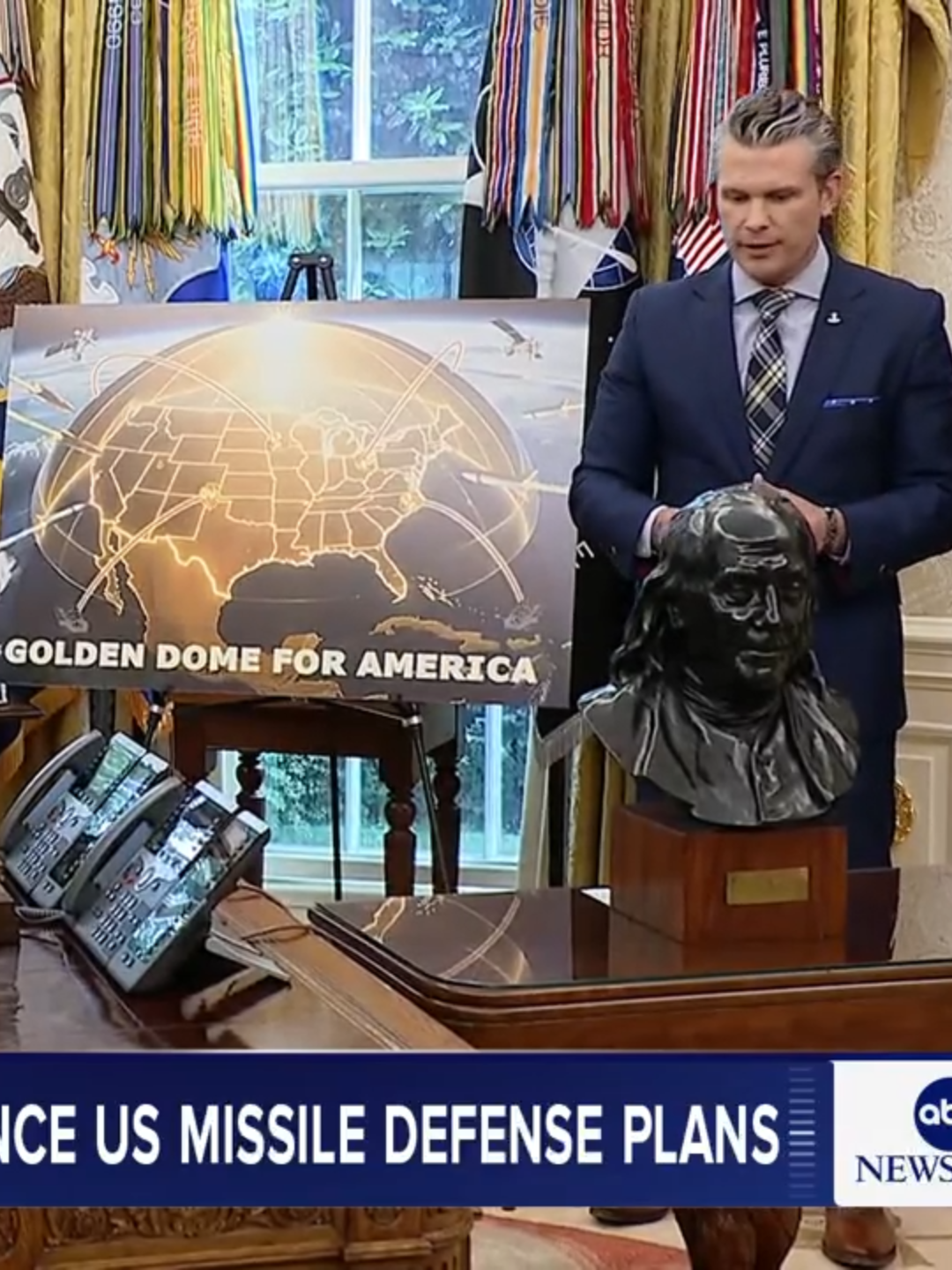 Defense Secretary Pete Hegseth called the Trump administration’s plan for a “Golden Dome” missile defense shield system, which could cost tens of billions of dollars, a “generational investment in the security of America.”  #DonaldTrump #PeteHegseth #politics #ABCNews