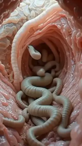 Worms Are Moving In Intestine 