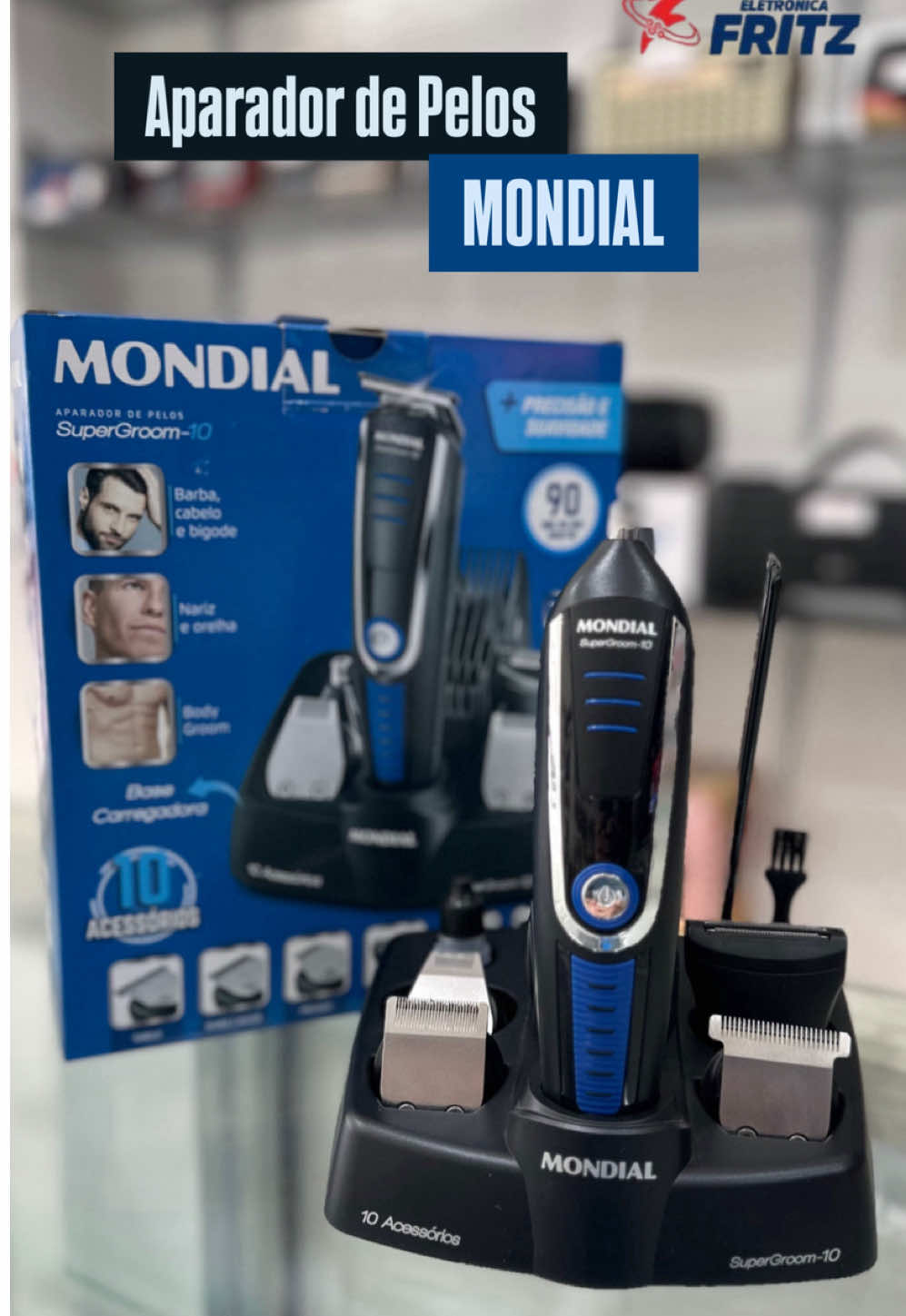 O aparador de pelos Mondial 10 em 1 é super completo! Vem com vários acessórios pra barba, cabelo, nariz, orelha e até o corpo. É recarregável, fácil de usar e ótimo pra quem gosta de praticidade no dia a dia. Vale o investimento! #aparadordepelo #aparadordepelomondial #vemconferir #eletronicafritz 