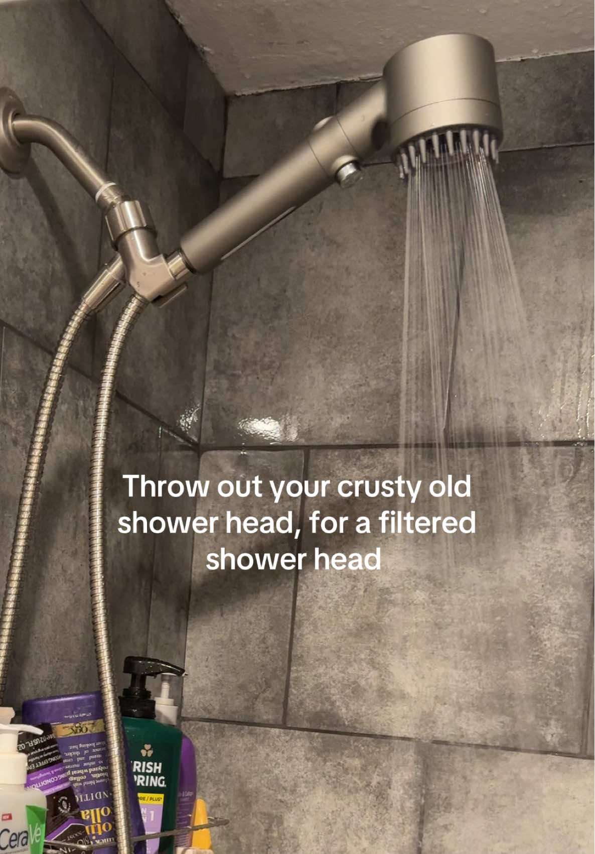 This new shower head actually filters your water so you can FEEL clean after your shower! Plus it makes my hair feel sooo soft #filteredshowerhead #showerheadscrubber #showerhead #showerpressure 