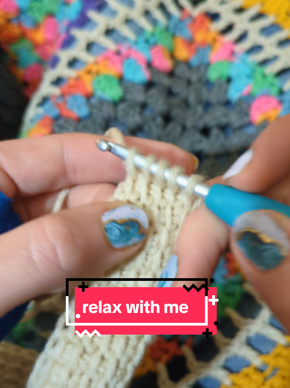 take a minute to relax-you've earned it. ✨yarn is Big Twist Value✨Nails by @Lily and Fox Nail Wraps ✨hook is @CloverUSA 4.5✨Tunisian Stitch tutorial from @Lara Crochet/Knit🧶 #amelzingstitches #crochet #relax #asmr #tunisiancrochet #crocheting 