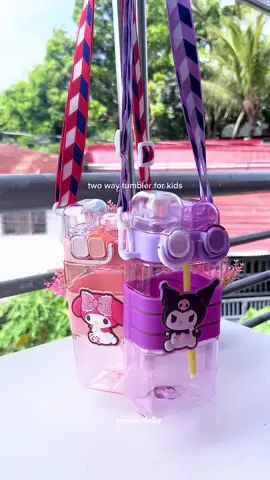 two way tumbler for kids 💜🩷 #kidstumbler #tumbler #tumblerforkids #sanrio #kuromitumbler #mymelodytumbler #fyp 