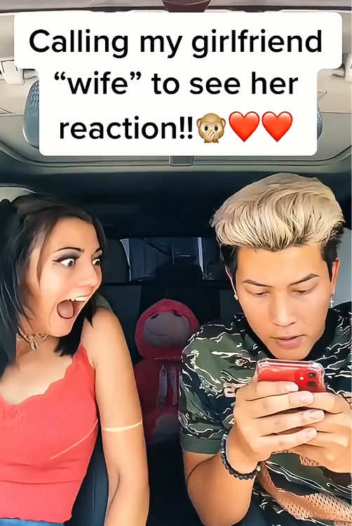 Calling my girlfriend “wife ”to see her reaction 😂🤣#funnyvideos #fyp #funnytiktok #coupleprank #couple #Love #haha 