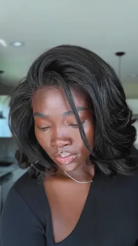 This lace front wig is serving natural silk press with curls on standby for a prefect dating day💕 Credit: @esthersobeng  . Hair info: 14'' Bossy Bob unit . Get Same Wig Up To $130 OFF with 