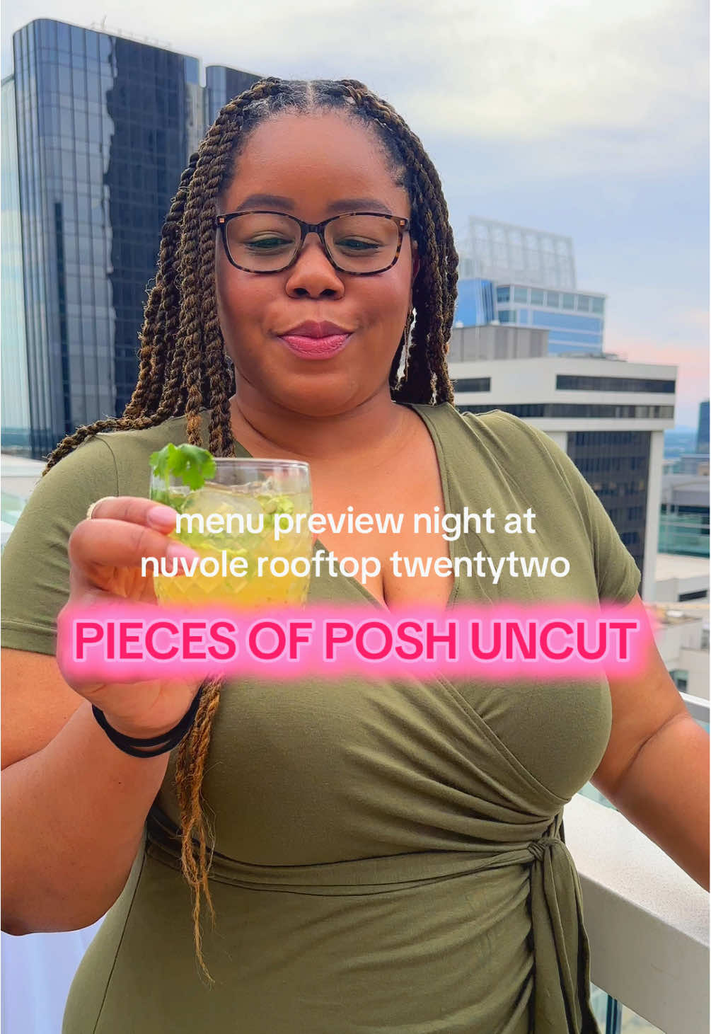 Influencer / content creator new menu preview at Nuvole Rooftop TwentyTwo in charlotte, nc #happyhours #rooftops #rooftopviews #mezcal #green #clt #uptownclt 