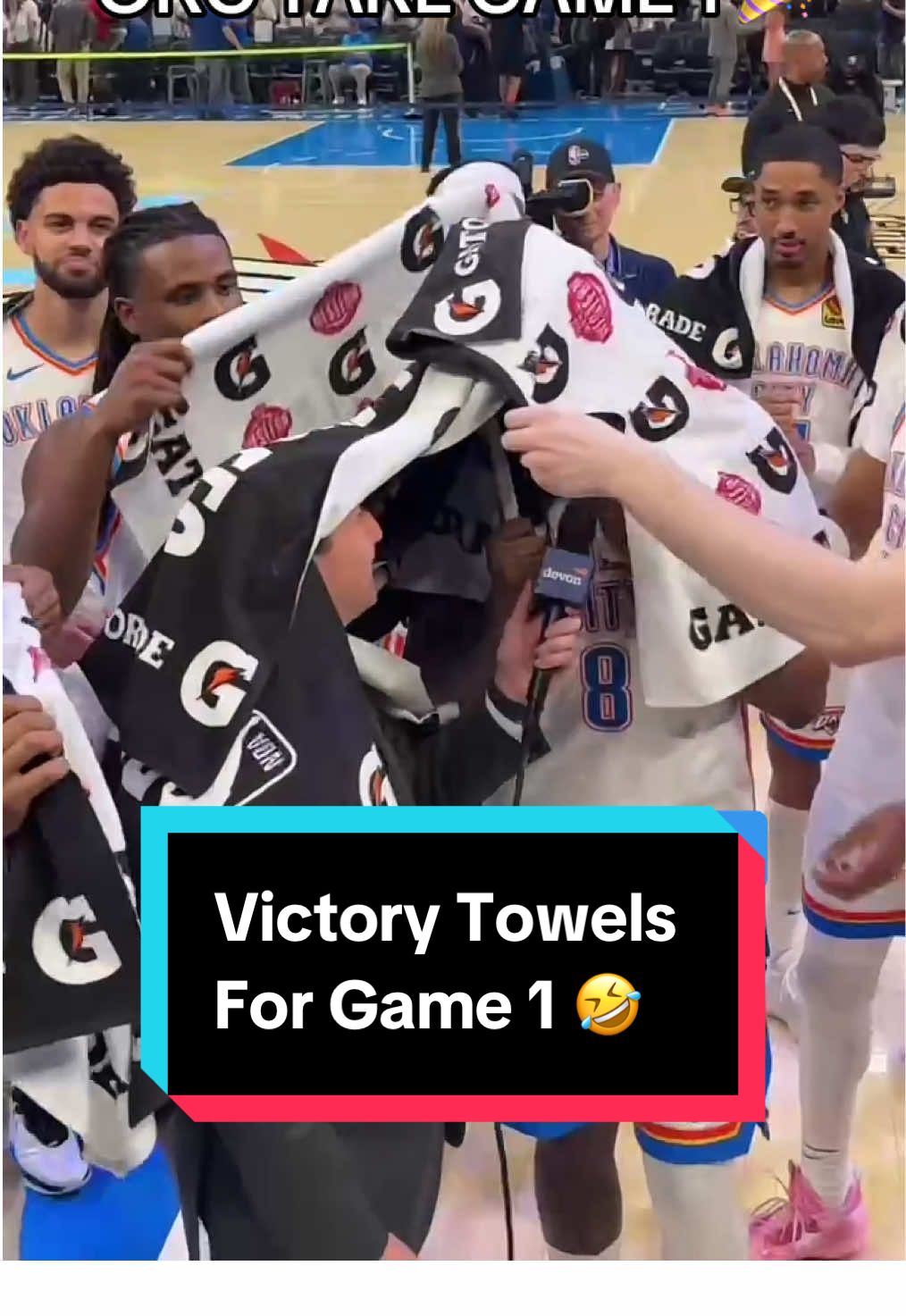 The towels just kept coming 😂 @OKC Thunder @JWill #NBA #NBAPlayoffs #Basketball #Thunder #OKCThunder 