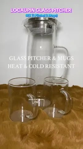 Heat & Cold Resistant Glass Pitcher & Mugs☺️ Finally nabili na din kita! Ang Aesthetic mo sa personal☺️ Locaupin Glass Pitcher #glasspitcher #pitcherandmugs #pitcher #mugs #kitchenware #locaupin @LOCAUPIN.official 