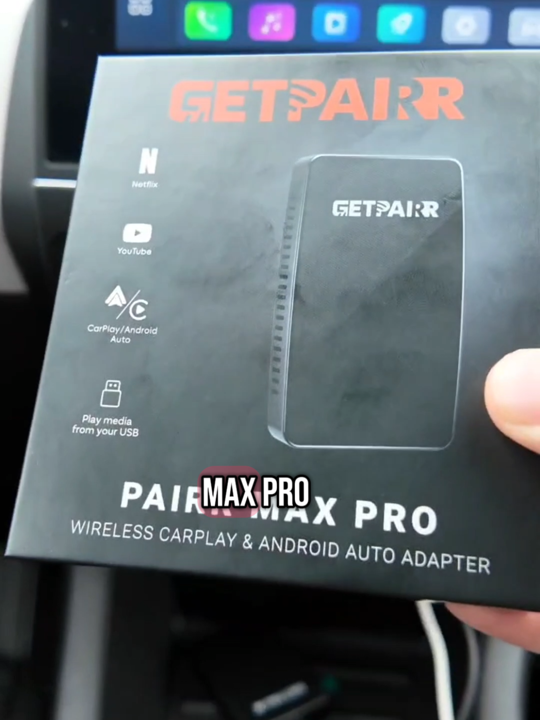 GETPAIRR PAIRR MAX PRO Adattatore Wireless CarPlay o Android Auto Trasmetti in streaming Netflix o YouTube IPTV, TikTok e Amazon Video. Installazione in pochi secondi A breve il video completo sul mio canale Youtube ESPERTONE  #carplay #androidauto #getpairr #pairrmaxpro #espertone #recensione #youtube #getpairrmaxpro   supplied by GETPAIRR 