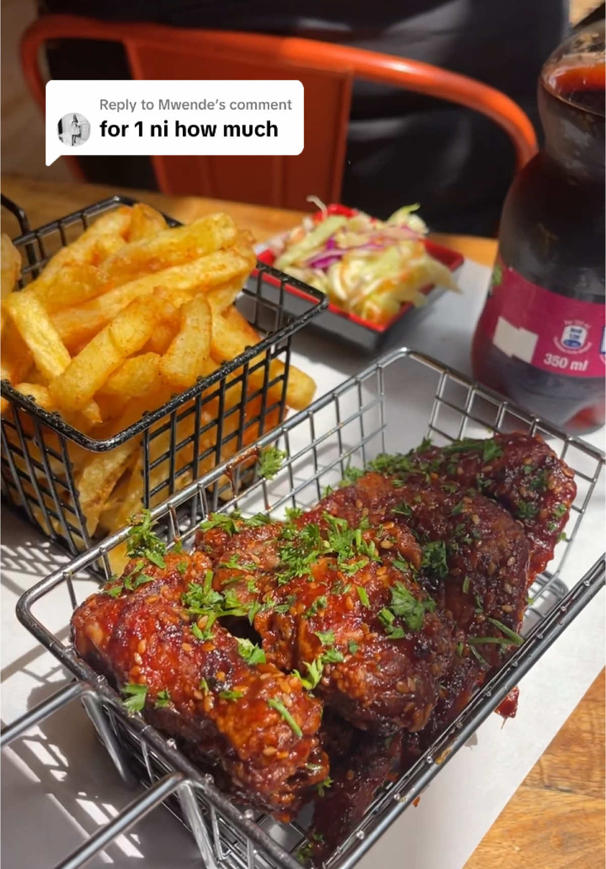 Replying to @Mwende wing combo for one person at only 650. Includes 6 pieces of wings, fries and 350 ml soda. Treat yourself to an amazing meal today! #wings #combos #shawarmastreet254 #hiddengems #nairobirestaurants #datespots #FoodTok 