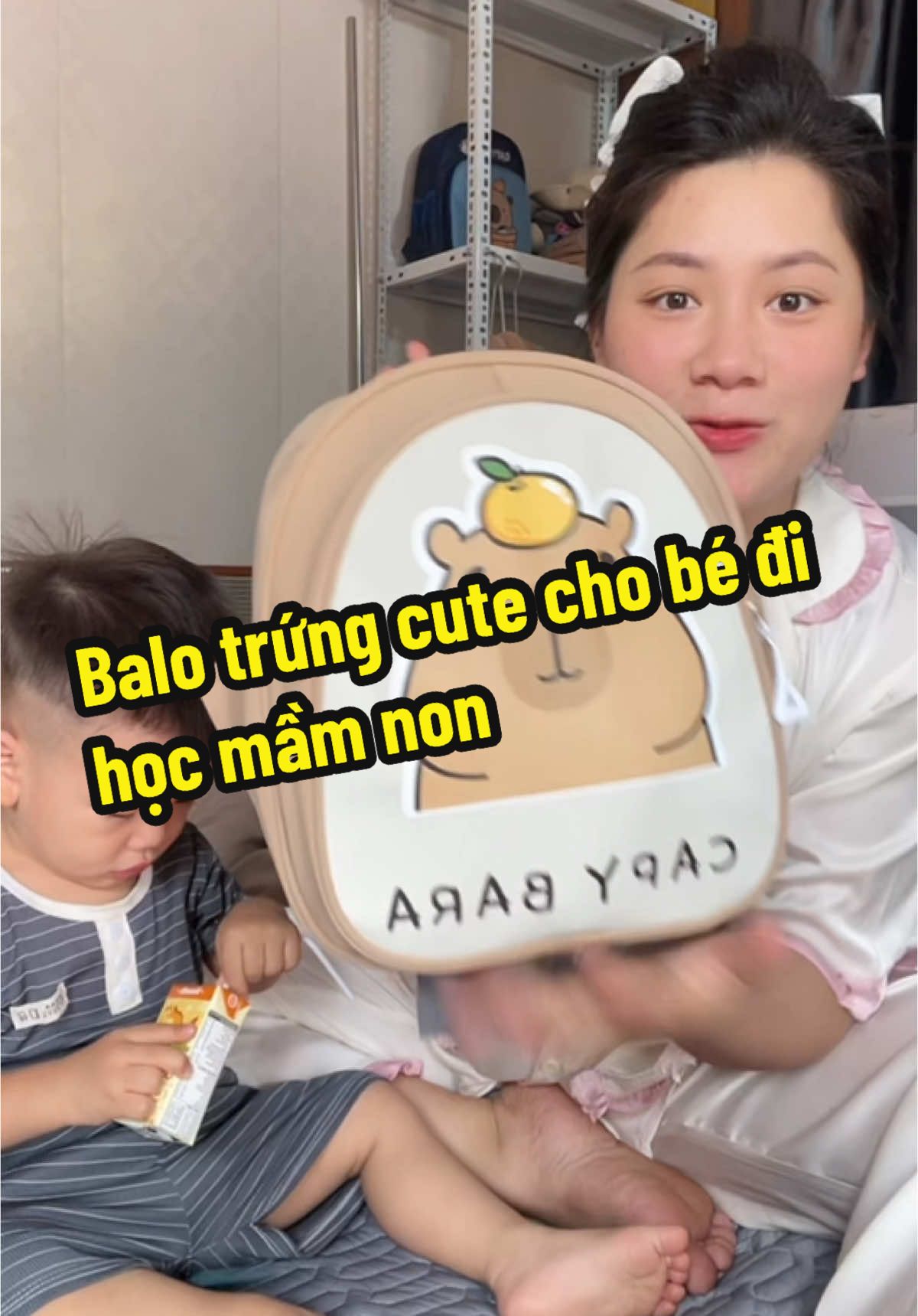 Balo trứng capybara siêu dễ thương dành cho bé đi học mầm non#balochobe #balomamnon #balocapybara #baloxinhdihoc #balo #mebimsua #dotreem #balomaugiao 