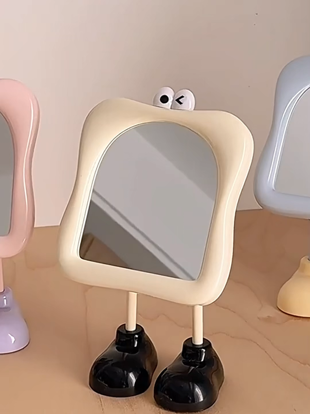 Gương trang điểm để bàn mini, có giá đỡ hình bàn chân và mắt, nhỏ xinh dễ thương. #guongtrangdiemdeban #guongtrangdiemmini #guongminideban #guongminicute #guongtrangdiemdep #guongsoidecor 