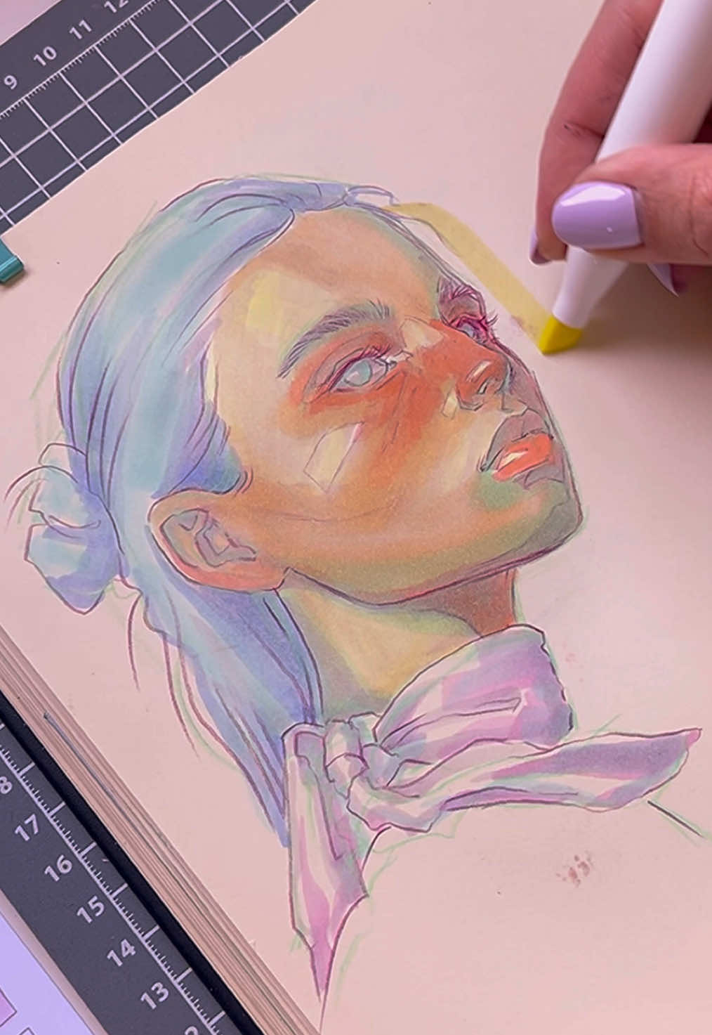 draw with me 🪁 #drawing #sketchbook #coloredpencildrawing #markersart #portraitart #sketchinstadaily 