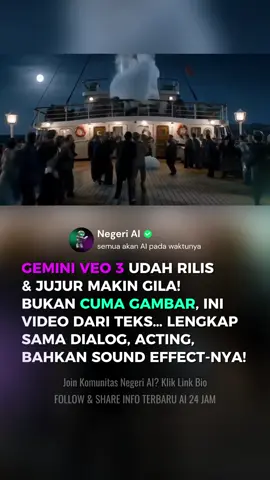 🎥 Visualnya makin tajem, lebih clean dari Veo 2 🌀 Fisika gerakan? Super natural 🗣️ Tambahin dialog di prompt, karakter langsung berakting 🎯 Respons ke teks makin akurat 🎧 Sound effect langsung muncul dari prompt, tanpa editing manual Dan katanya, Image to Video dan konsistensi karakter lagi disiapin… WOW BANGET KAN! #ai #gemini #video #veo3