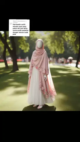 Replying to @monochromee__ Rekomendasi baju outfit wisuda Elegan Mewah manis syari warna pink dipadukan warna putih. brukat, tile #outfit #hijabstyle #ootdhijab #tunik #outfitkondangan 
