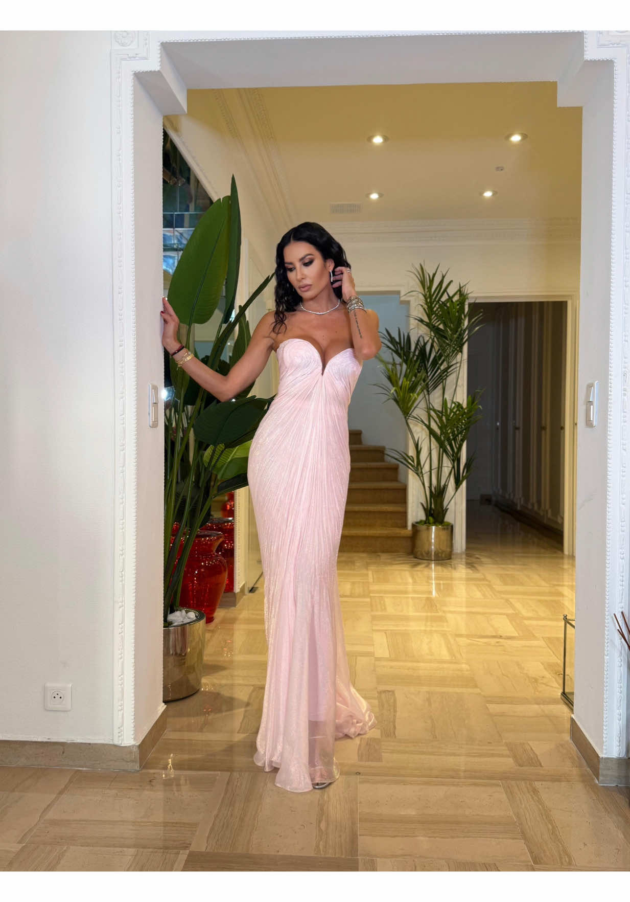 @Elisabetta Gregoraci wears the meilien long gown in delicate pastel pink by @Maria Lucia Hohan — an elegant and refined design, chosen for the #AcquaFiuggi event during the #CannesFilmFestival2025   Discover our selection in boutique and online at michelefranzesemoda.com #MariaLuciaHohan #MicheleFranzeseModa #Cannes2025