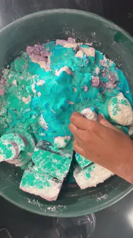 A Tub of Broken mud pies and Soft Chalk Reforms topped with CS paste #oddlysatisfying #cherrycrushesasmr #cornstarch #gymchalk #asmr 