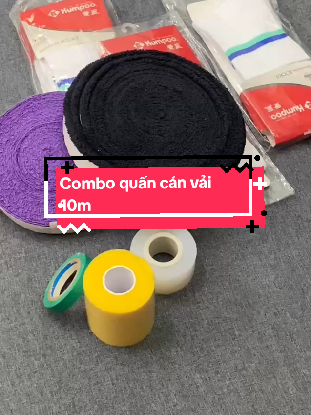 Combo quấn cán vải 10m tặng quấn cốt, cuộn PE chống thấm, băng keo định hình #quancanvai10m #quancanvaivotcaulong #quancanvaitnb #tnbsport2 #quancanvotcaulong #votcaulong #cầulông #caulong #caulongphongtrao #badminton 