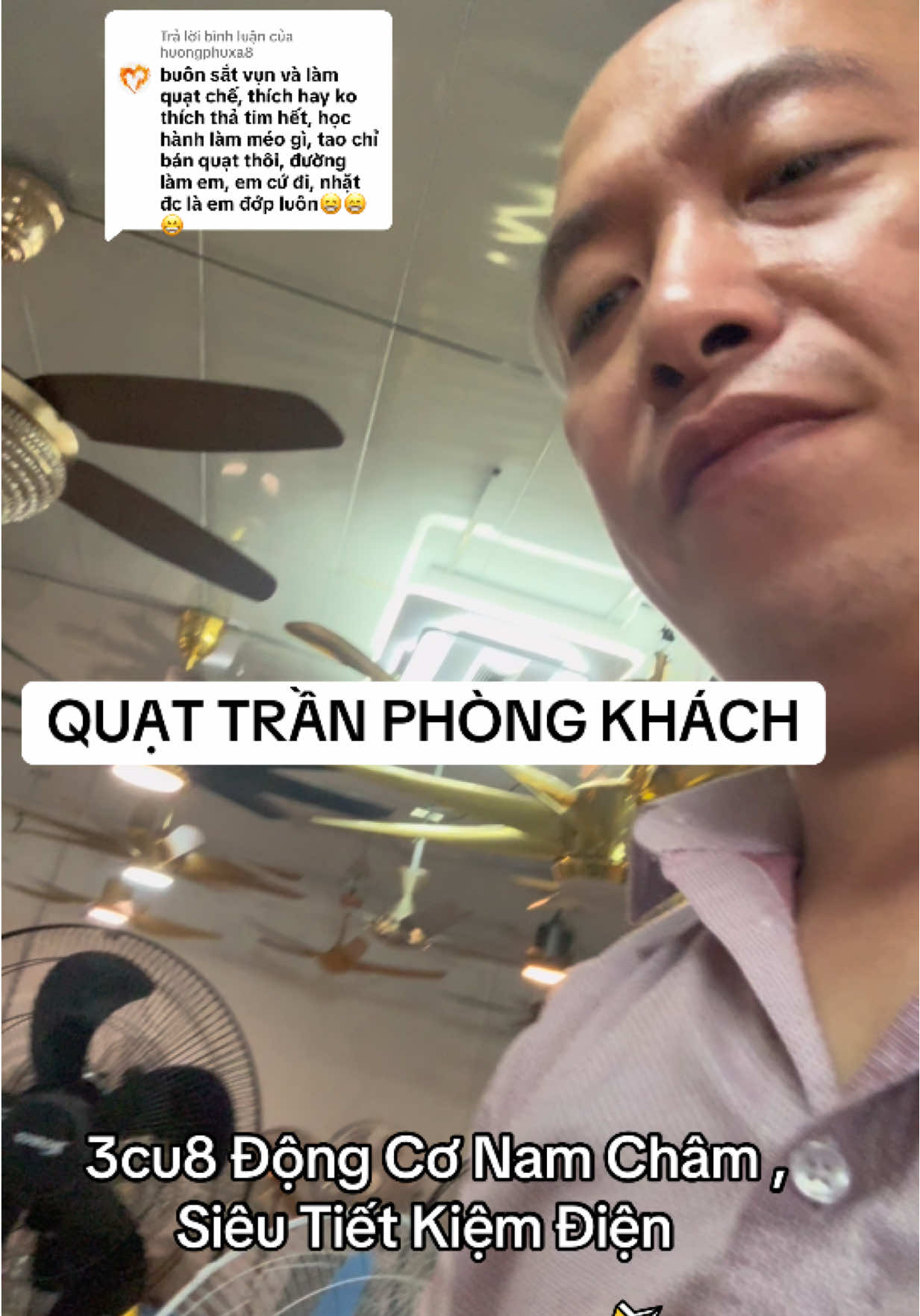 Trả lời @huongphuxa8  Quạt Trần Phòng Khách 3cu8 bao Síp , Động Cơ Nam Châm , Siêu Tiết Kiệm Điện 