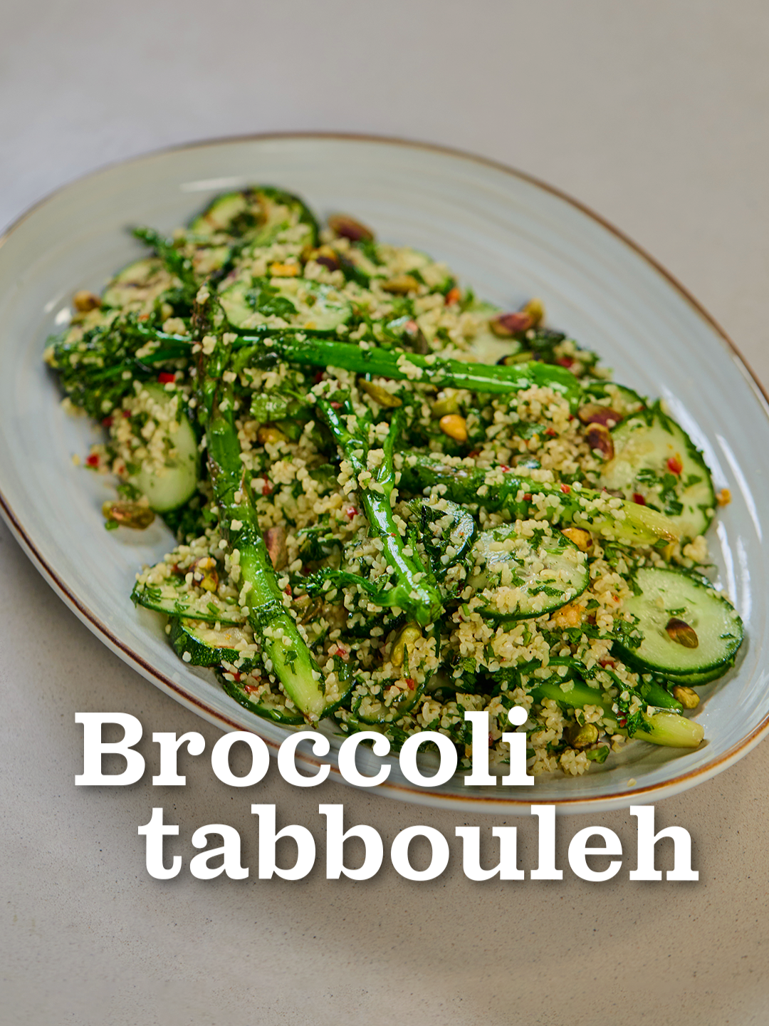 Angela’s broccoli tabbouleh is a zesty, crunchy twist on a classic! 🥦  🍽️ Find the full recipe at waitrose.com/dishrecipes To make this recipe vegan, like Angela, simply remove the halloumi! 🌱 @waitrose @nickgrimshaw #AngelaHartnett #DishPodcast #NataliePortman #tabbouleh #lebanese #vegan