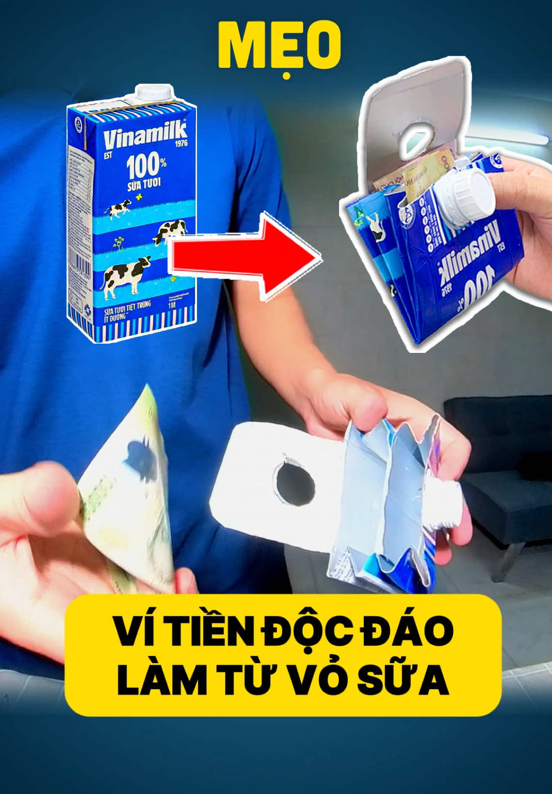 #mẹovặt 772 | Chiếc Ví Từ Hộp Sữa Khiến Ai Cũng Trầm Trồ! #DIY #mẹo #idea 