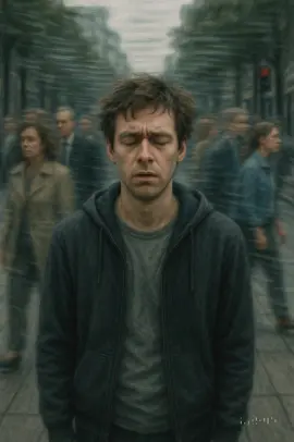 Visualizing a Symptom of Schizophrenia Theme: Everything except yourself appears to move in slow, repeating loops ➡ People and scenery seem to move in slow motion and repeat endlessly, as if the world is stuck in a looping replay—except for you. #LoopingReality #TimeDistortion #SchizophreniaVisuals