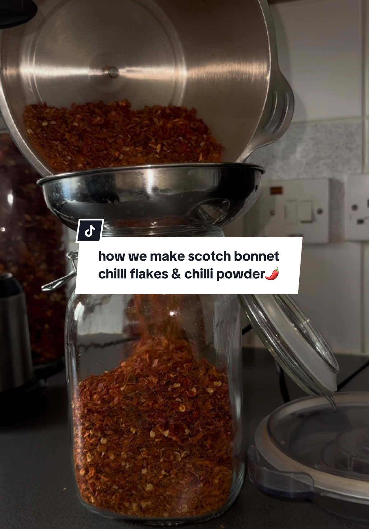 POV: you decided to start a seasoning brand making chilli flakes and chilli powder that are actually spicy made from scotch bonnets 🔥 link in bio to shop🌶️🌶️🌶️🌶️  #chilli #chilliflakes #FoodTok #seasoning #scotchbonnet #spicyfood #dehydrating