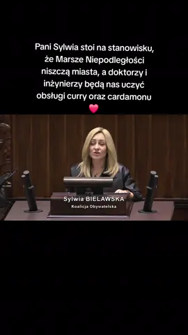Pani Sylwia stoi na stanowisku, że Marsze Niepodległości niszczą miasta, a doktorzy i inżynierzy będą nas uczyć obsługi curry oraz cardamonu ❤️