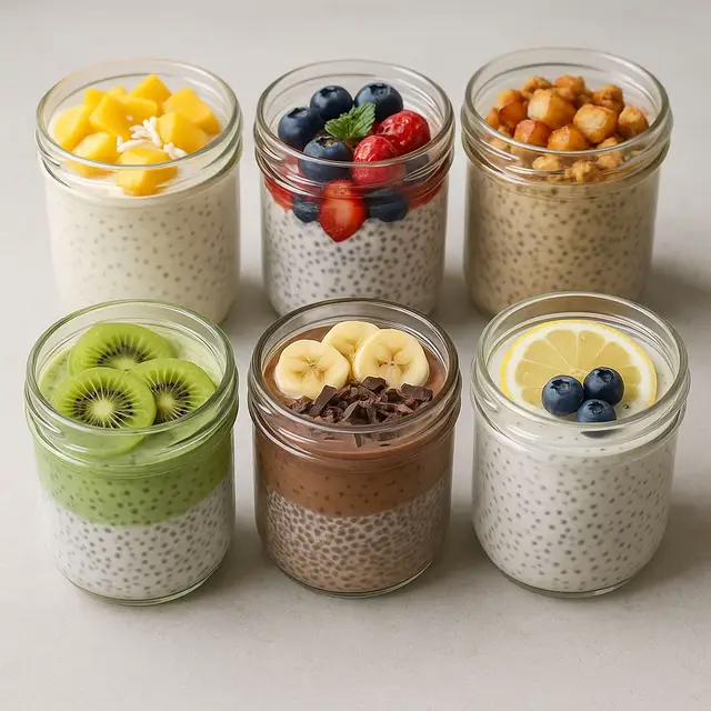 1. Tropical Paradise Chia Yogurt Vibe: Bright, fruity, and summery Ingredients: 	•	1 cup Greek yogurt 	•	2 tbsp chia seeds 	•	½ cup coconut milk 	•	¼ cup diced mango 	•	¼ cup pineapple chunks 	•	1 tsp honey (optional) 	•	Shredded coconut for topping Instructions: Mix yogurt, chia seeds, and coconut milk. Let sit overnight or at least 4 hours. Top with mango, pineapple, and coconut before serving. ⸻ 2. Berry Antioxidant Chia Yogurt Vibe: Fresh, sweet, and high in antioxidants Ingredients: 	•	1 cup plain yogurt 	•	2 tbsp chia seeds 	•	¼ cup almond milk 	•	¼ cup blueberries 	•	¼ cup strawberries, sliced 	•	1 tbsp maple syrup 	•	A few mint leaves for garnish Instructions: Mix yogurt, chia seeds, almond milk, and maple syrup. Chill for a few hours or overnight. Top with berries and mint. ⸻ 3. Spiced Apple Pie Chia Yogurt Vibe: Cozy, cinnamon-spiced comfort Ingredients: 	•	1 cup vanilla yogurt 	•	2 tbsp chia seeds 	•	½ cup oat milk 	•	½ apple, diced and sautéed with cinnamon 	•	¼ tsp cinnamon 	•	1 tsp maple syrup 	•	Granola for topping Instructions: Mix yogurt, chia, oat milk, and cinnamon. Let sit for a few hours or overnight. Top with warm spiced apples and granola. ⸻ 4. Matcha Green Tea Chia Yogurt Vibe: Energizing, earthy, trendy Ingredients: 	•	1 cup plain yogurt 	•	2 tbsp chia seeds 	•	¼ cup coconut milk 	•	1 tsp matcha powder 	•	1 tsp agave syrup or honey 	•	Kiwi slices for topping Instructions: Whisk matcha powder with coconut milk until smooth. Mix into yogurt with chia seeds and sweetener. Chill overnight. Top with kiwi. ⸻ 5. Chocolate Peanut Butter Chia Yogurt Vibe: Rich, indulgent, protein-packed Ingredients: 	•	1 cup Greek yogurt 	•	2 tbsp chia seeds 	•	2 tbsp cocoa powder 	•	2 tbsp peanut butter 	•	¼ cup oat milk 	•	1 banana, sliced 	•	Dark chocolate shavings (optional) Instructions: Mix all ingredients except banana and chocolate. Chill until thick. Top with banana and shavings. ⸻ 6. Lemon Poppy Seed Chia Yogurt Vibe: Refreshing, citrusy, a twist on a classic Ingredients: 	•	1 cup vanilla yogurt 	•	2 tbsp chia seeds 	•	Juice and zest of ½ lemon 	•	¼ cup almond milk 	•	1 tsp poppy seeds 	•	Berries or lemon slices for garnish Instructions: Mix all ingredients and refrigerate for 4+ hours. Top with lemon slices or berries for color. #healthy #chia #Recipe #chiapudding #breakfast  #breakfastideas #fyp #healthyliving #healthylifestyle #healthyrecipes #recipesforyou #food #Foodie #cooking #cookingathome #recipesoftiktok 