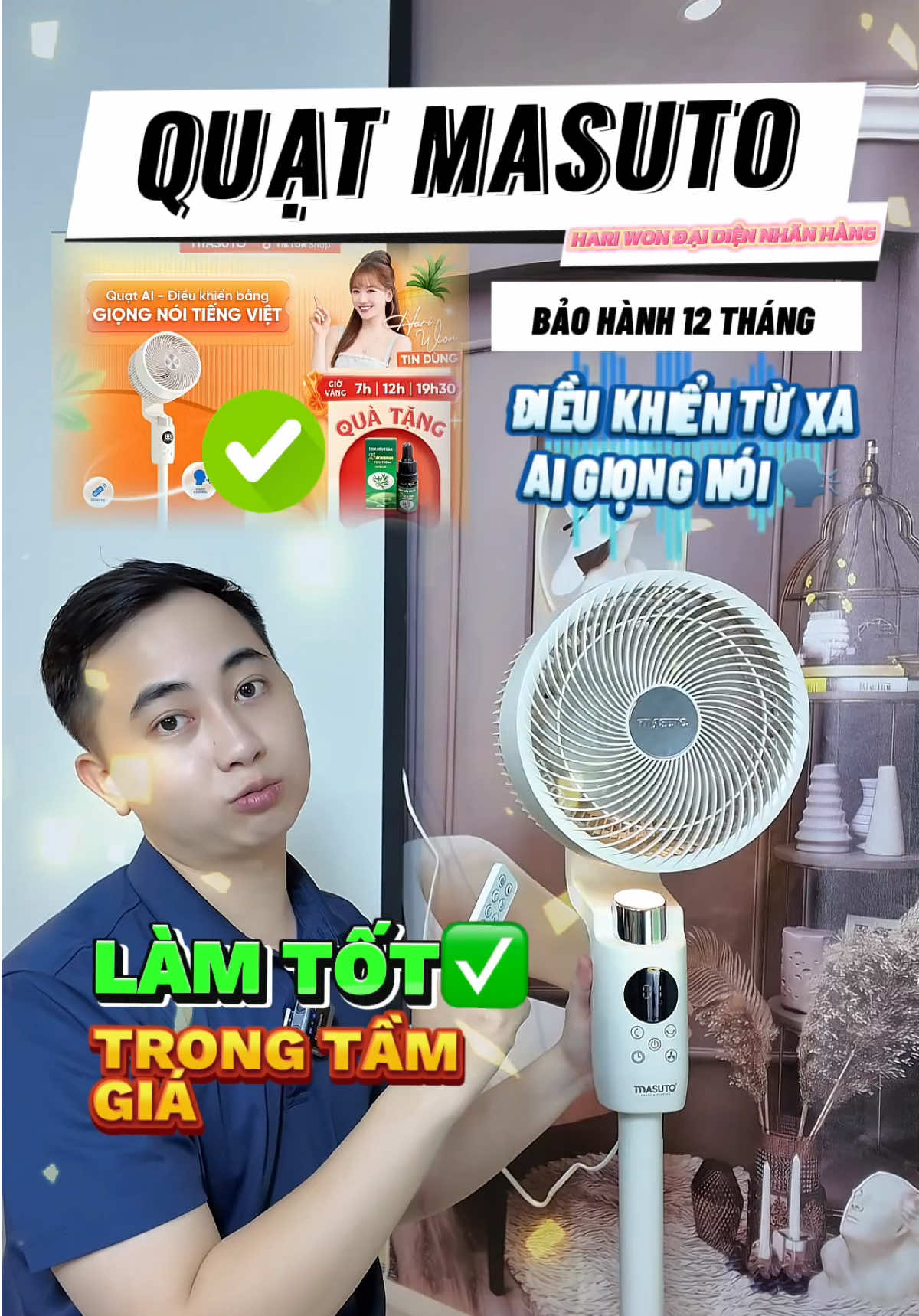 Trải nghiệm quạt thông minh mà chị @Hari Won(원하리) làm đại diện truyền thông #haureview99 #LearnOnTikTok #thanhcongnghe #review #masuto #quatdien #quatai #fypシ #fyp 
