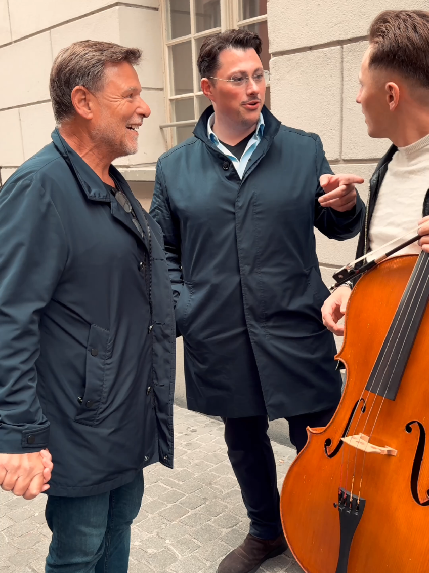 I was playing the cello in town with my friend and singer @Ricardo Marinello  when suddenly an older couple came and asked if we could play the song Caruso. It was an incredible moment 🥹♥️