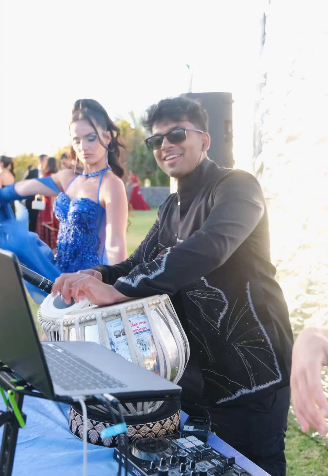Setting the vibe at this amazing reception  cocktail hour in Tenerife, Spain 🎶🎶 #tabla #southasianweddings #luxurywedding #fyp  