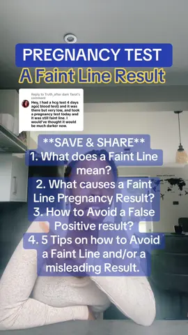 Replying to @Truth_after dark Tarot A faint line on a pregnancy test.  What does a faint line mean? A faint line almost always indicates a positive pregnancy test.  A faint line usually means that hCG level is not high enough possibly because you have taken the test in the early stages of your pregnancy so ovulation has just happened and the levels of hCG is not yet at its peak to show as a dark line.  What else can cause a faint line pregnancy result? A diluted urine can cause a less concentrated level of the hormone hCG so it is recommended to use an early morning urine.  How to avoid a misleading pregnancy test result! -Follow your pregnancy test kit instruction - read your result with the recommended time frame to avoid a potential evaporated line which at times can mimic a false positive pregnancy result. #pregnancytest #pregnancytestresults #earlypregnancy #earlypregnancytest #fertility #ttcjourney #ttc #falsepositivepregnancytest #positivepregnancytest #hcglevels #hcgtest #hcg #hcginpregnancy #firstpregnancy #amipregnant #pregnancysymptom #simplypeju 