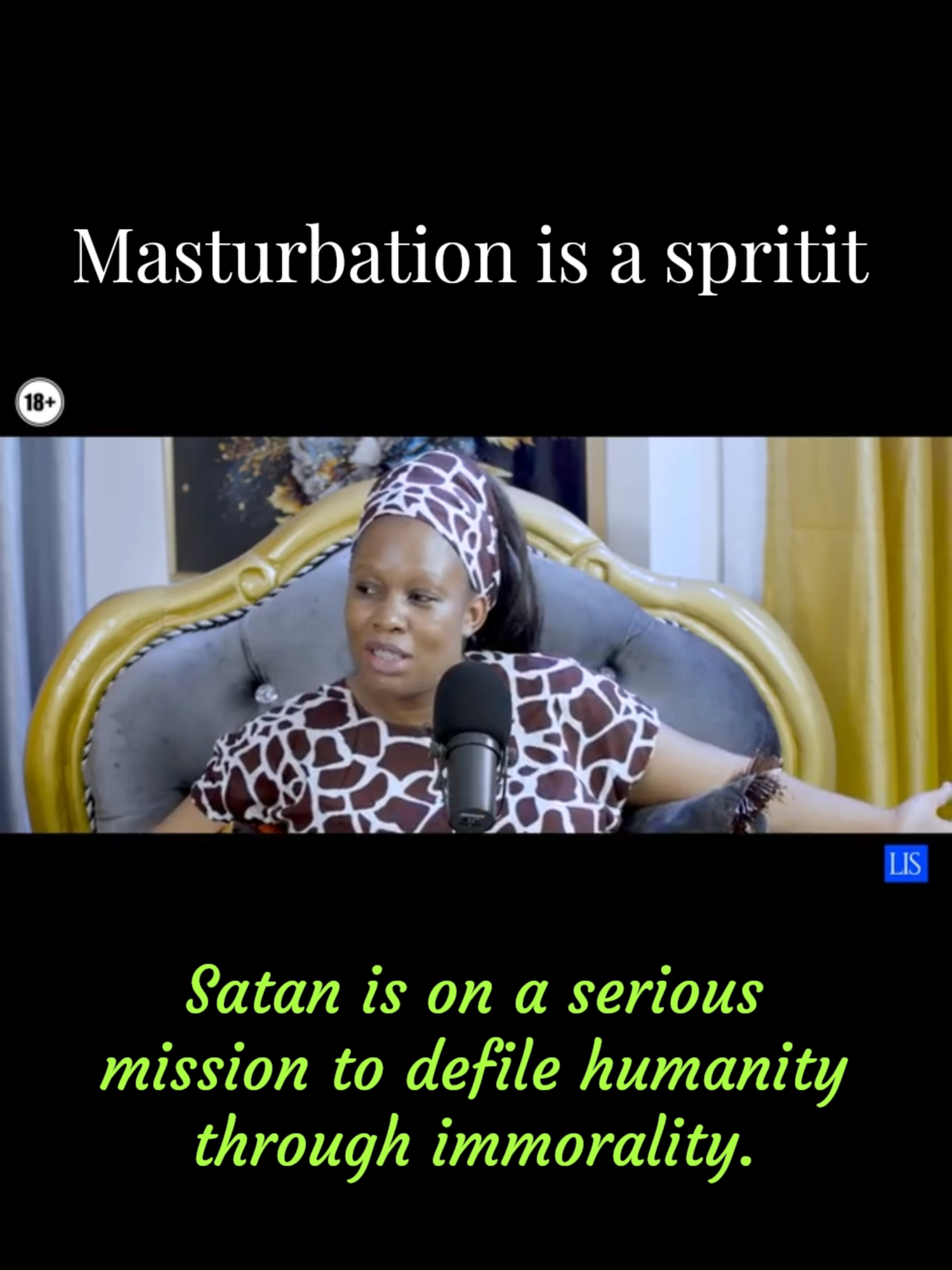 Masturbation is a spirit: satan means business. he knows his time is almost up. he is determined to take as many willing ignorant people as possible. people who refuse to hear and believe the message of salvation through the blood of Jesus.#sama28 #viral_video #1000 #greenscreen #SA #fypシ゚