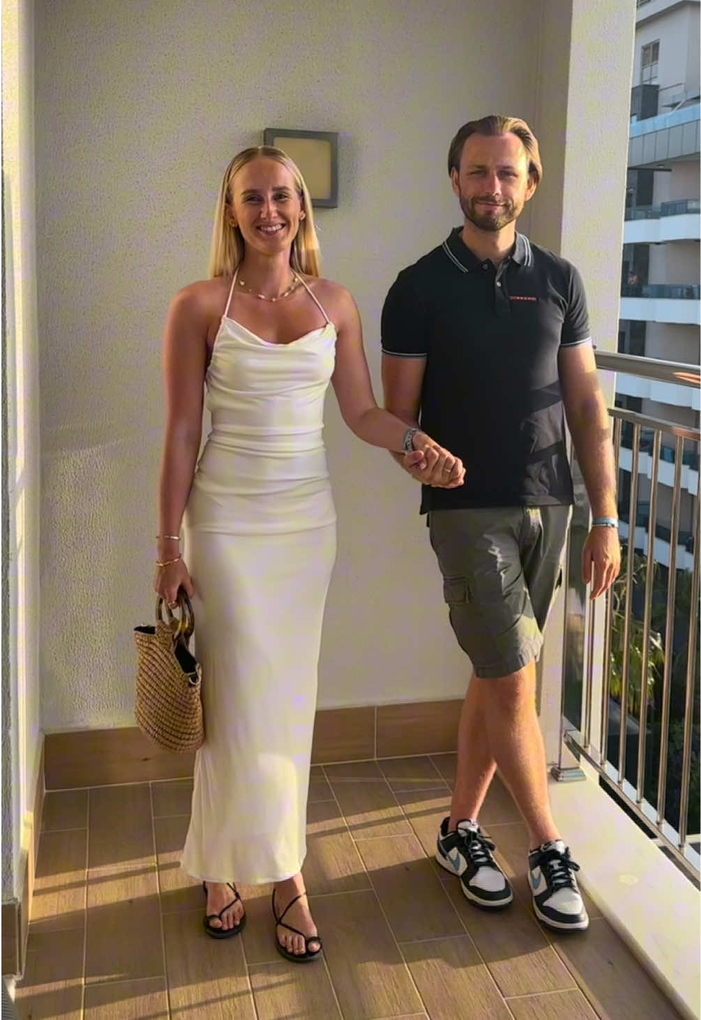 The fact I didn’t have to convince him to do this - the best boy 🥹 #holidayoutfits #holidaytrend #viral #pinkandwhite #couple #holiday #outfit #balcony #trending #boyfriend 
