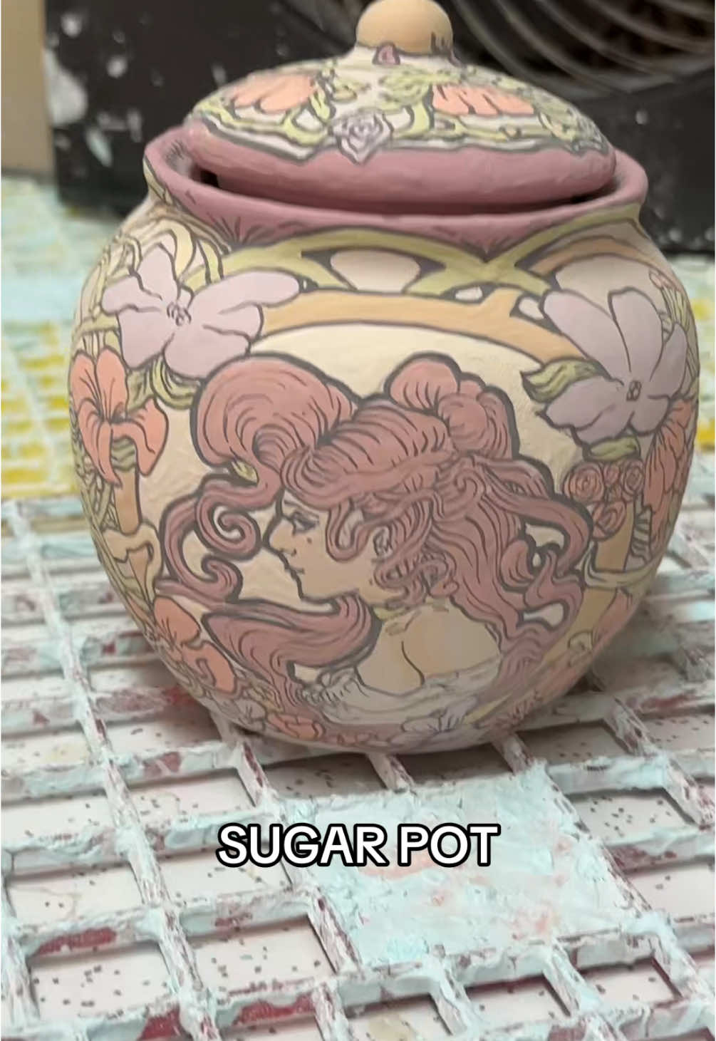Post kiln pretty happy but I forgot to paint part of her face so that’s nice 