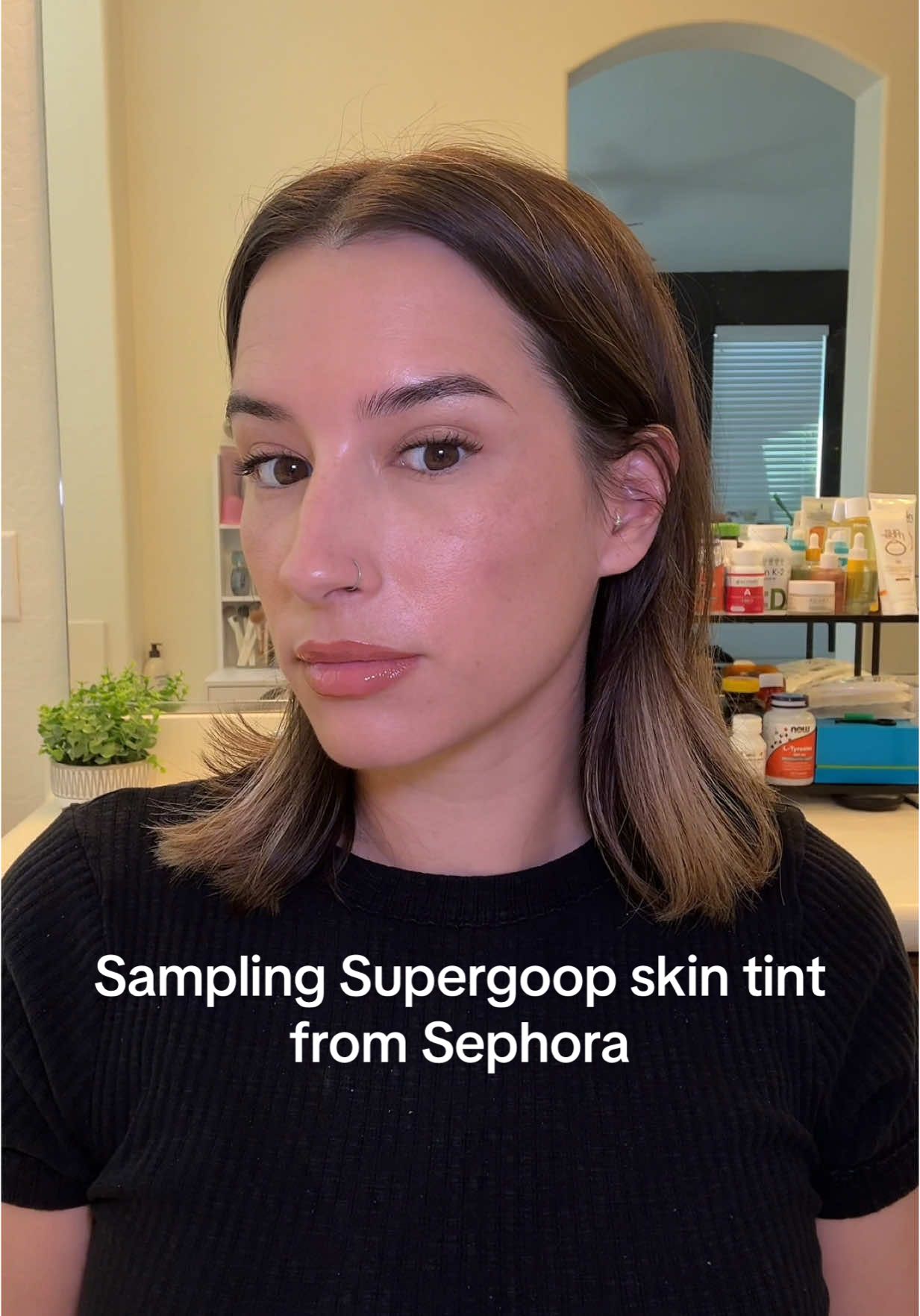 I love that I can sample foundation and skin tint from @sephora. So far I’m really loving @Supergoop protec(tint) shade 20c. I take my purchases seriously and want to make sure I love and wear the makeup I buy. #tryingnewmakeup #sephora #skintint #grwm #nomakeupmakeup #fyp #contentcreator #influencer 