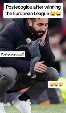 Postecoglou after winning the European League 😂😂 #rubenamorim #postecoglou #spurs #manchesterunited 