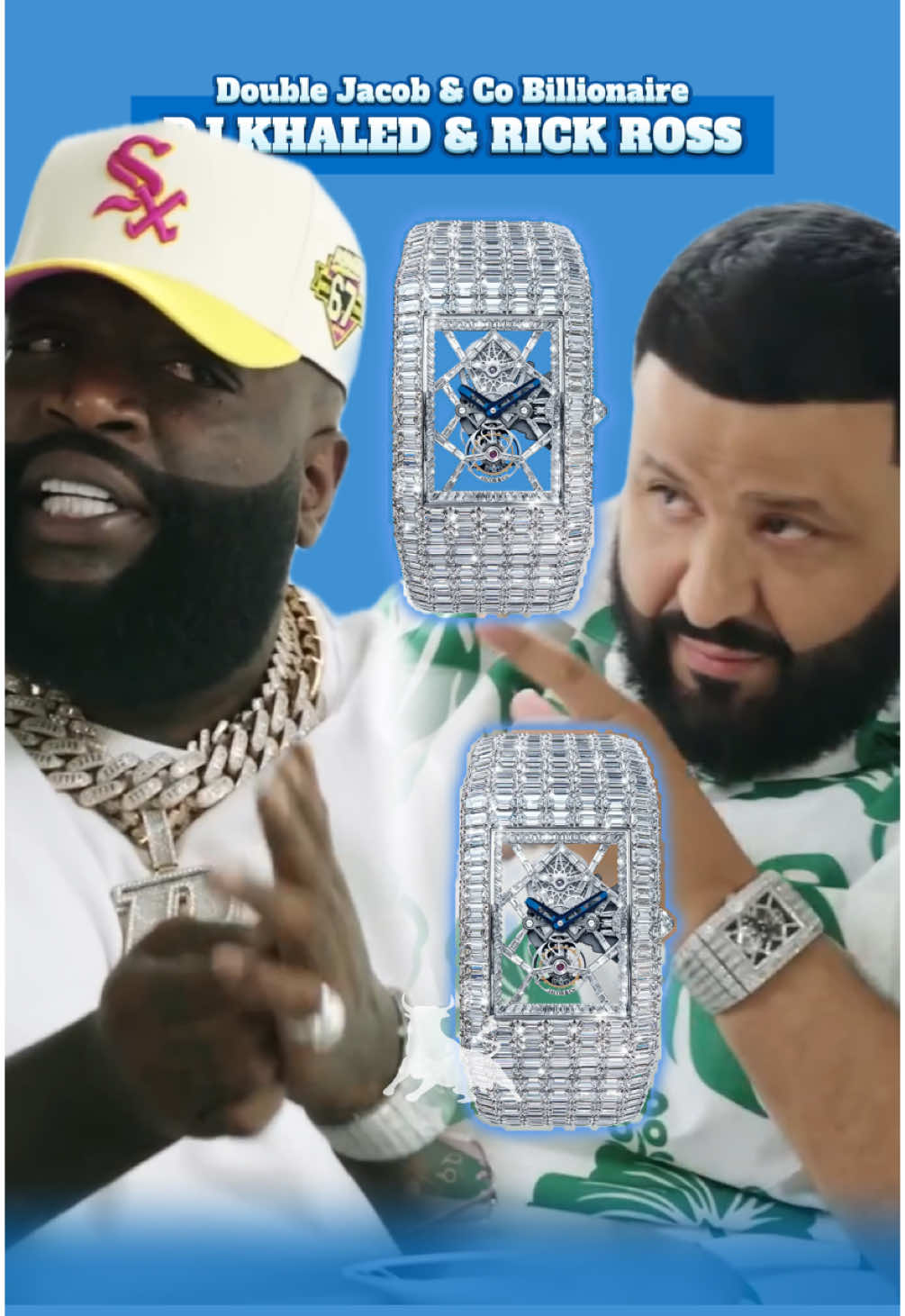 Double @Jacob & Co. Billionaire 3 usados por DJ Khaled & Rick Ross (Relógio avaliado em mais de 17 MILHÕES DE REAIS) 🤯💸 ➡️ Descrição Jacob & Co. Billionaire III: 🔹 Modelo: Billionaire III 🔹 Material da Caixa: Ouro branco 18K 🔹 Pulseira: Integrada, também em ouro branco, totalmente cravejada 🔹 Tamanho: 52x43,5 mm 🔹 Cravação: 713 diamantes baguette com lapidação esmeralda, somando ≈129 quilates 🔹 Movimento: Manual com turbilhão (Calibre JCAM39) 🔹 Reserva de marcha: 72 horas 🔹 Vidro: Safira 🔹 Limitado a 18 peças no mundo. É um dos relógios mais caros da Jacob & Co. 🤯 Com bilhões na conta, você teria? 💸 #CalfWatches #JacobAndCo #Watches #Relogios #DjKhaled #RickRoss #Relogio #Billionaire #AltaRelojoaria #relógiodeluxo 