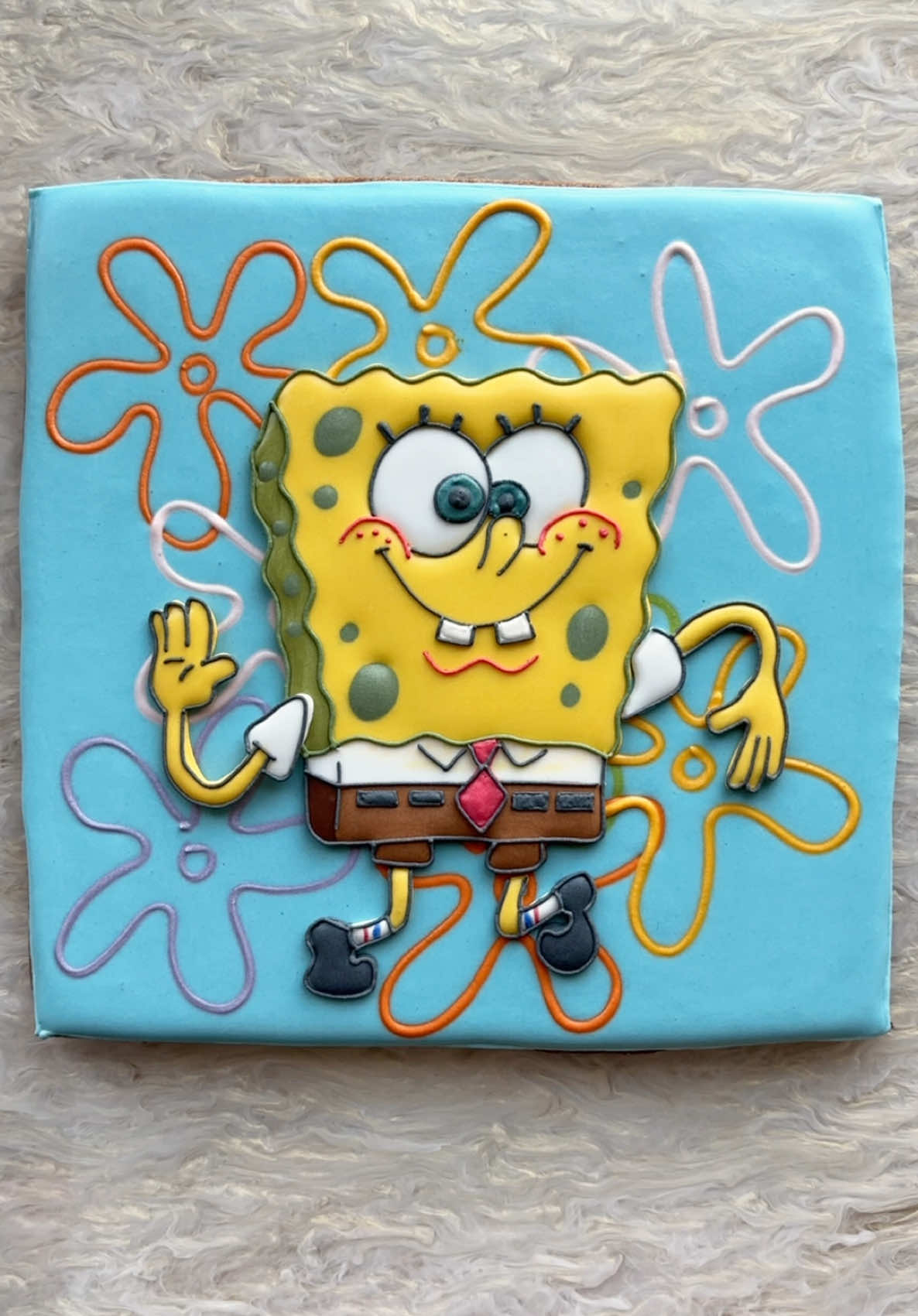 Animated SpongeBob 💛  (this took multiple days 😭) #kianadecorates #decoratedsugarcookies #bakersoftiktok #cookies #royalicing #royalicingcookies #decoratedcookies #sugarcookiedecorating  #decoratingsugarcookies #cookiedecorating #cookiesoftiktok #dessert #satisfying #cookieart #cookieartist #oddlysatisfying #sweetandsavorykaty 