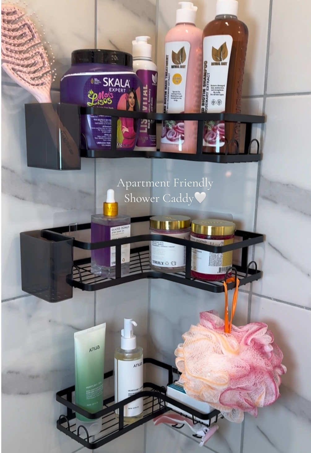 Love these so much you can fit so much and they are so sturdy 😍🤍 #showertok #showerproducts #showershelves #showercaddyorganizer #bathroomorganization 