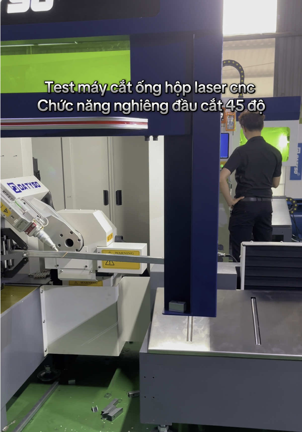 Test máy cắt ống hộp laser cnc  Chức năng nghiêng đầu cắt 45 độ.    #catonglaser #lasercnc #laser3d 