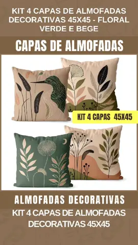 ✨ Transforme seu ambiente com estilo e conforto! Esse kit com 4 capas de almofadas 45x45 no estilo floral verde e bege é perfeito pra dar aquele toque especial na sua sala, quarto ou varanda. 🌿🤍 Fácil de combinar, elegante e com acabamento de qualidade! 👉 Link na bio pra garantir o seu com desconto! #almofadasdecorativas #almofada #decoraçãodeinteriores #decoracaobarata #casadecorada