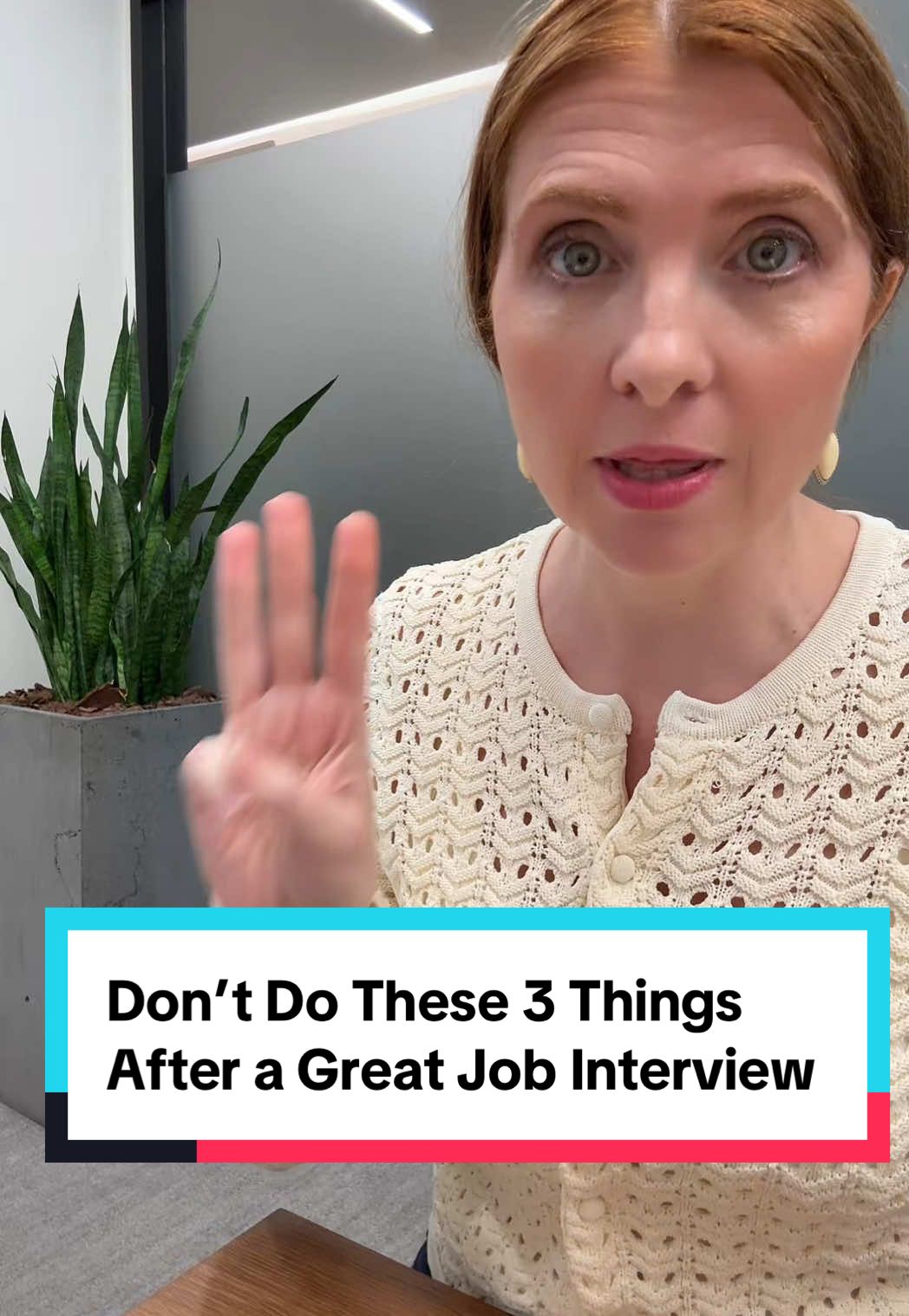 ⬇️Congrats, you had a great interview. Now, whatever you do- don’t do these 3 things.    1️⃣ I get it they told you that you’re their top candidate and that they are putting an offer together and you are relieved because you’ve been interviewing for months, and you want this job so you stop interviewing an you wait. But that is the worst thing you can do.    ✅Instead- DO NOT STOP INTERVIEWING until you get an offer  @Anna Papalia 👈Watch this video to learn how to negotiate your job offer👈  2️⃣ I understand, you’re anxious and you think you need to touch base because you haven’t heard from them. You want feedback. You need to know what’ going on.    ✅Instead- DO NOT send them follow up emails it makes you look desperate.  @Anna Papalia 👈Watch this video to learn what questions you should ask at the end of a job interview 👈   3️⃣ Interviewing can be very flattering. They may compliment you and tell you how great you are. You might be impressed with the office and start fantasizing about working there, a bigger salary and a better title with cool new projects.    ✅Instead- DO NOT Believe anything they told you in the interview process    #jobsearch #jobinterview #interviewtips #careeradvice 