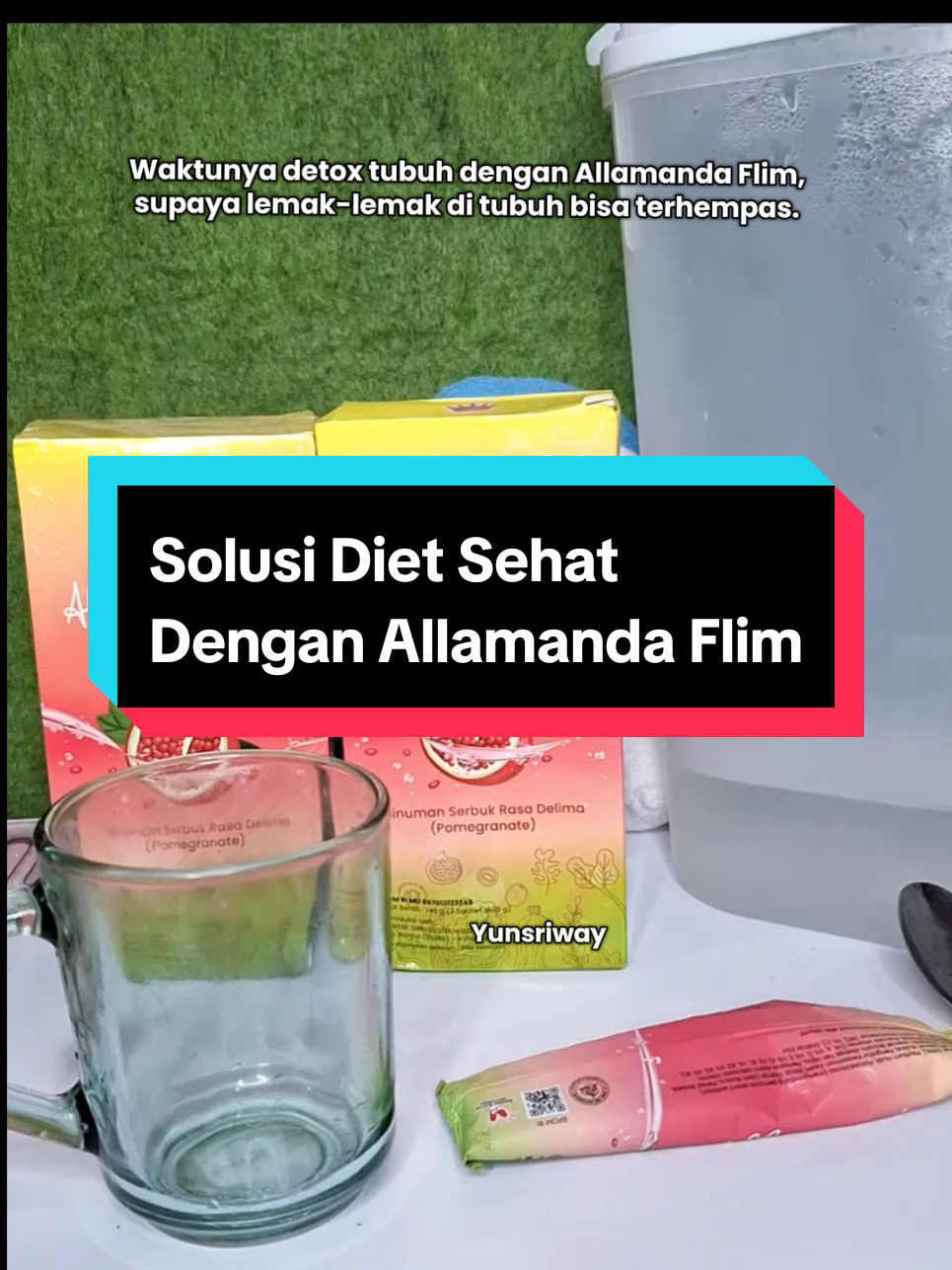 Waktunya detox tubuh dengan 1 saset Allamanda Flim. Solusi diet sehat. #solusidiet #dietsehat #detoxdrink #detoxwater #detoxtubuh #allamandaflim #minumanpelangsing #siskachic #affiliatemarketing #yunsriwaystore #yunsriway #semuabisaaffiliate #satukontentiaphari 
